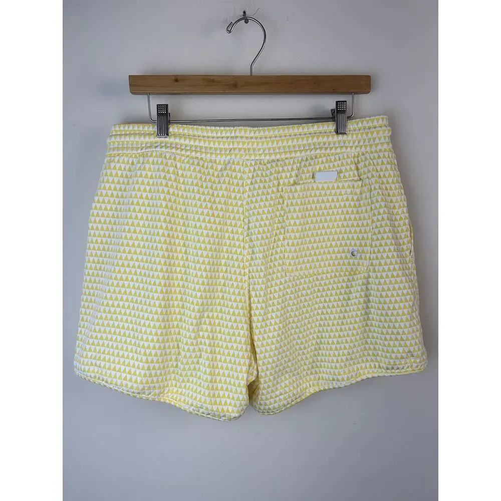 Casa Del Mar Mens Swim Trunks Shorts Yellow White Geometric Shorts Sz XL
